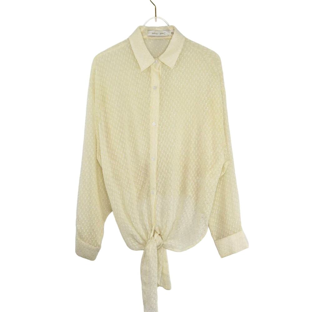 Anthropologie Bishop + Young Harper Tie Waist Blouse Cream Small - Picture 6 of 11